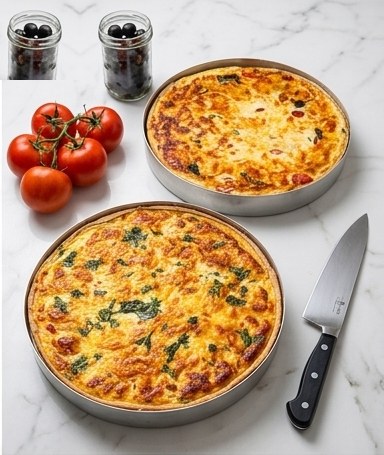 Tortas artesanais recém-assadas com tomates frescos